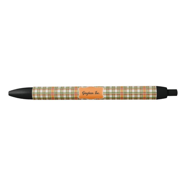 Green Orange Gingham Pen (Front)