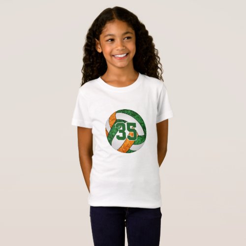 green orange girls volleyball team colors custom T_Shirt