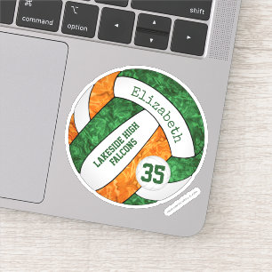 green orange girly volleyball school team colors sticker