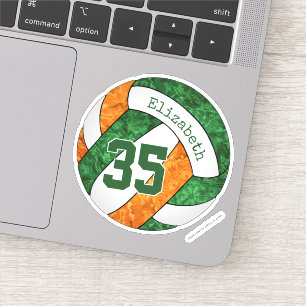 green orange girly volleyball school team colors sticker