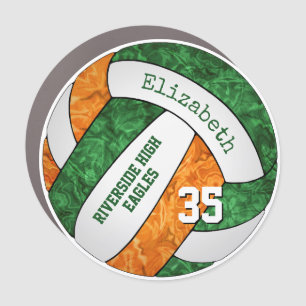 green orange girly volleyball team colors car magnet