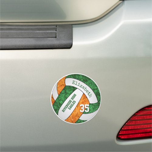 green orange girly volleyball team colors car magnet