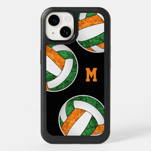 green orange girly volleyball team colors OtterBox iPhone 14 case