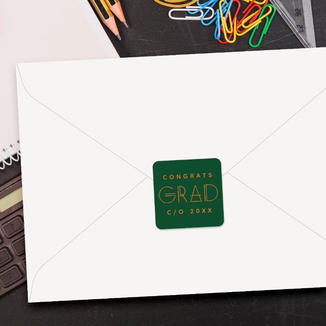 Green Orange Grad Typography Graduation Sticker (Creator Uploaded)