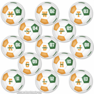green orange individually personalized soccer team sticker