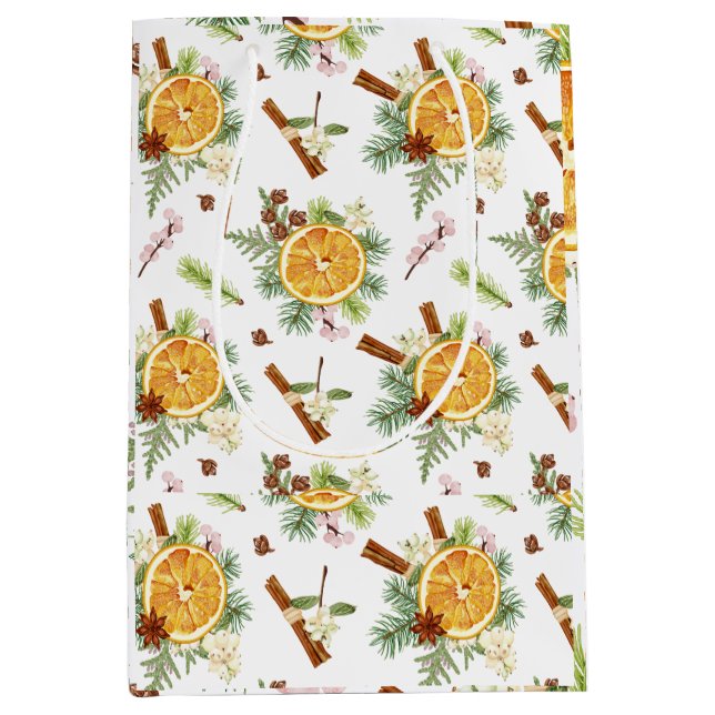 Green Orange Joyful Christmas Holiday Gift  Medium Gift Bag (Front)
