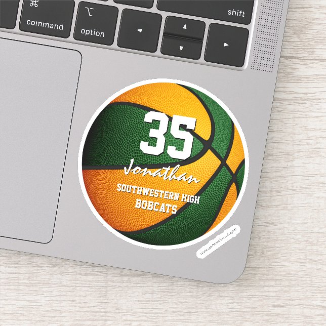 Green orange kids basketball team gifts sticker (Detail)
