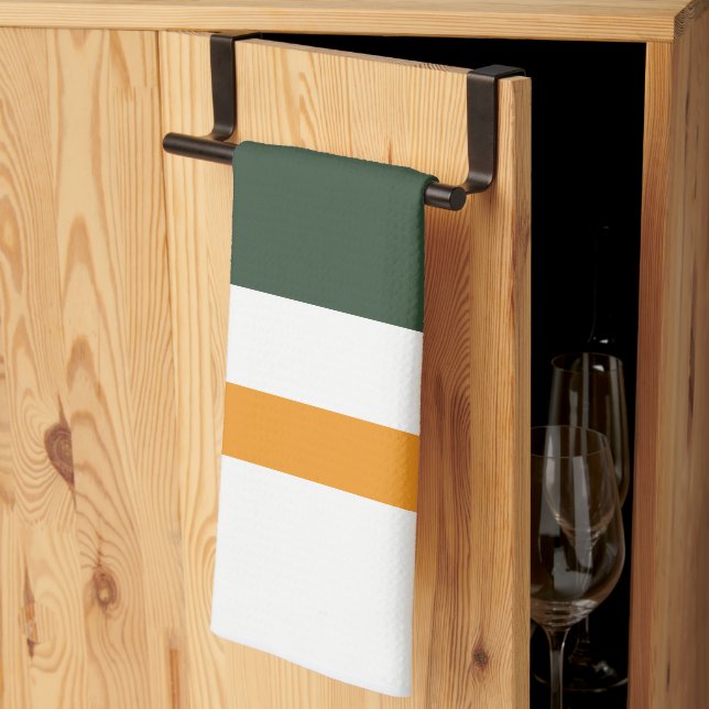 Green orange kitchen towel (Thirds Fold)