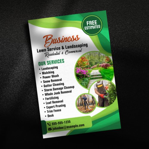 Green  Orange Lawncare Landscaping  Lawn Service Flyer