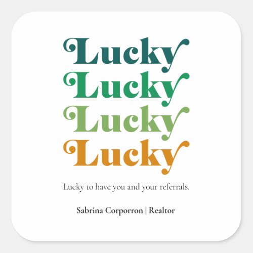 Green  Orange Lucky St Patricks Day Marketing Square Sticker