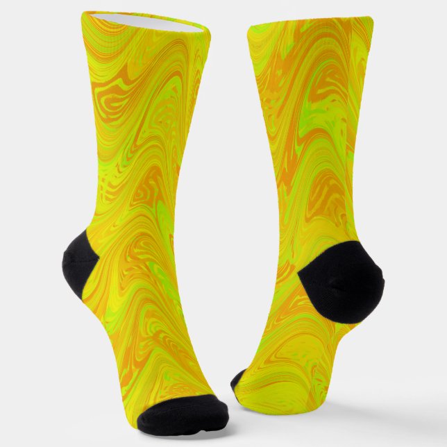 Green Orange Marbling Pattern Socks (Angled)
