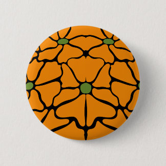 Green & Orange Modern Abstract Floral Button