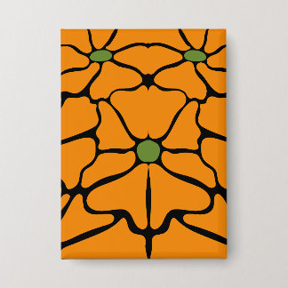 Green & Orange Modern Abstract Floral Button