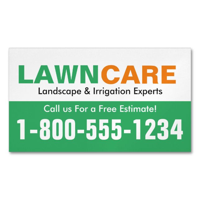 Green & Orange Number Reminder Business Card Magnet (Front)