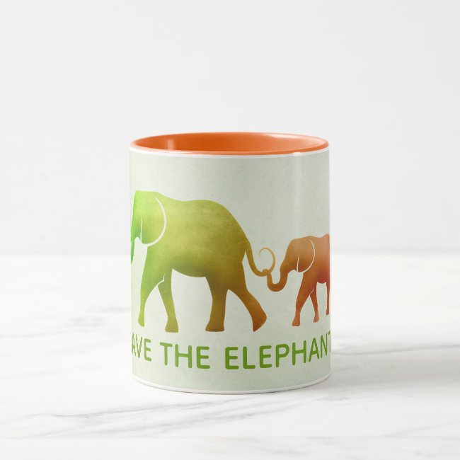 Green Orange Ombre Elephant Cow Calf Mug