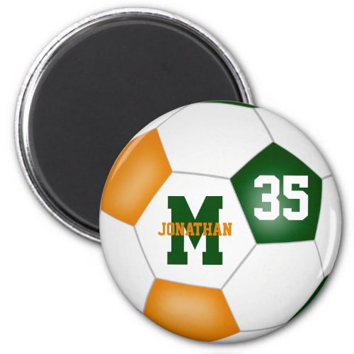green orange personalized soccer team party gifts magnet