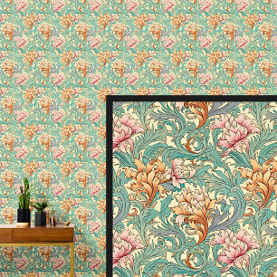 Green Orange Pink Art Nouveau Wallpaper