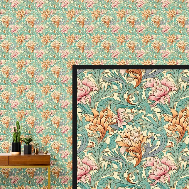 Green Orange Pink  Art Nouveau  Wallpaper (Creator Uploaded)