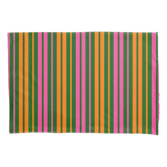 Green Orange Pink Vertical Stripes Design   Pillow Case (Front)