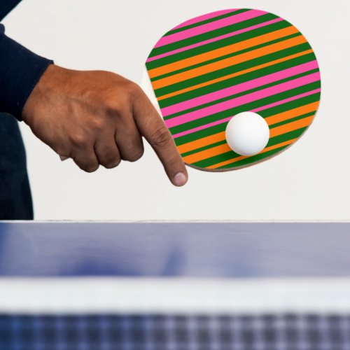 Green Orange Pink Vertical Stripes Design Ping Pong Paddle