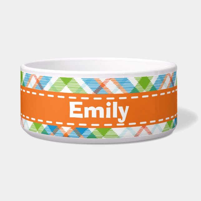 Green & Orange Plaid Bowl (Front)