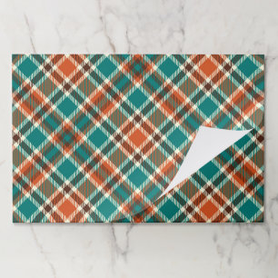 Green Orange Plaid Check Pattern Paper Pad