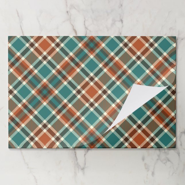 Green Orange Plaid Check Pattern Paper Pad (Folded)