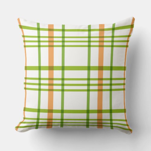 Green Orange Plaid Summer Throw Pillow