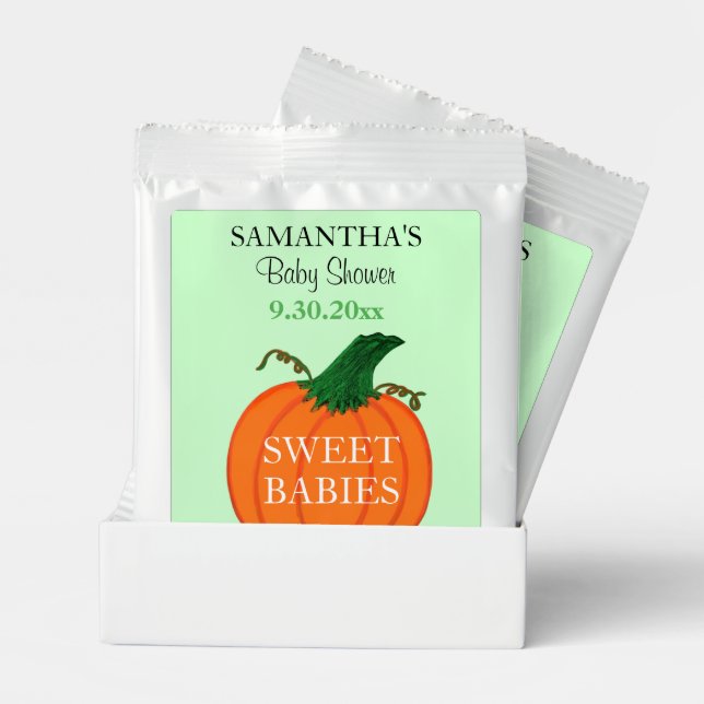Green Orange Pumpkin Twins Baby Shower Hot Chocolate Drink Mix (Pair)