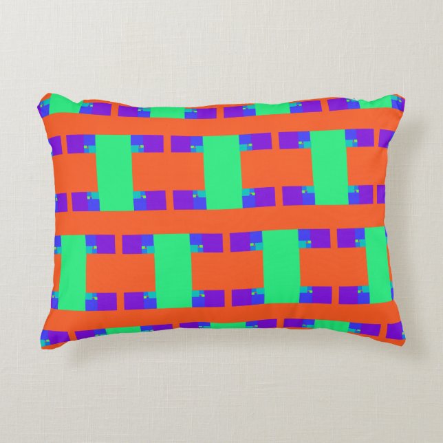 green orange purple abstract art pattern accent pillow (Front)