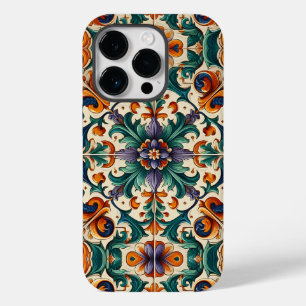 Green Orange Purple Portuguese Azulejos Tiles Art Case-Mate iPhone 14 Pro Case