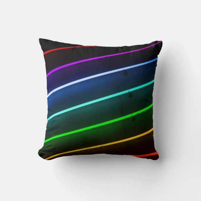 GREEN, ORANGE, RED, BLUE, AND PURPLE STRIPED LIGHT THROW PILLOW (Front)