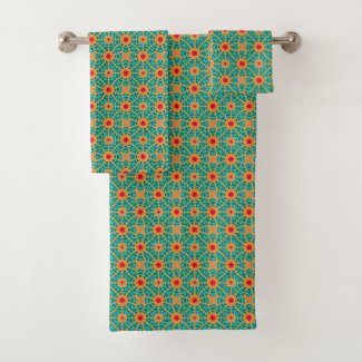 Green Orange & Red Stylish Geometric Pattern