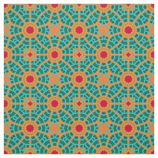 Green Orange & Red Stylish Geometric Pattern Fabric