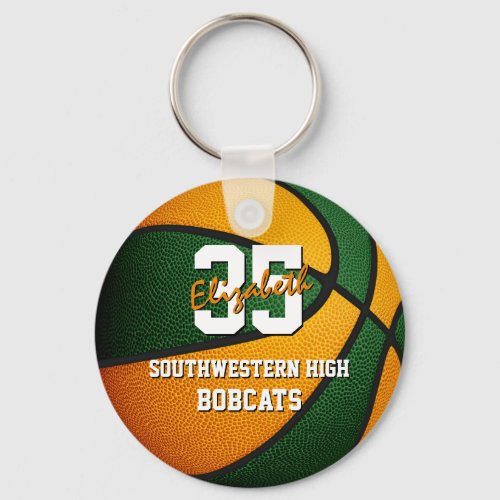 green orange school basketball team colors keychain