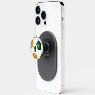 green orange school club colors kids teens soccer PopSocket