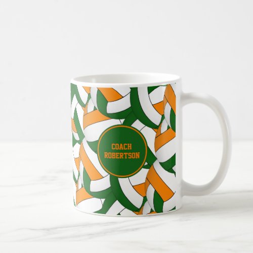 green orange school colors volleyball coach gift coffee mug