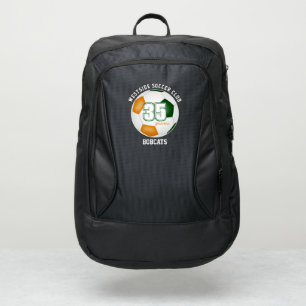 green orange soccer ball with player team name port authority® backpack