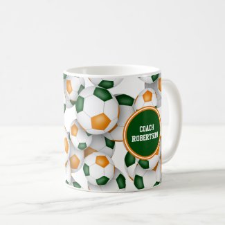 green orange soccer school team coach gift coffee mug