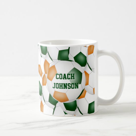 green orange soccer school team coach gift coffee mug