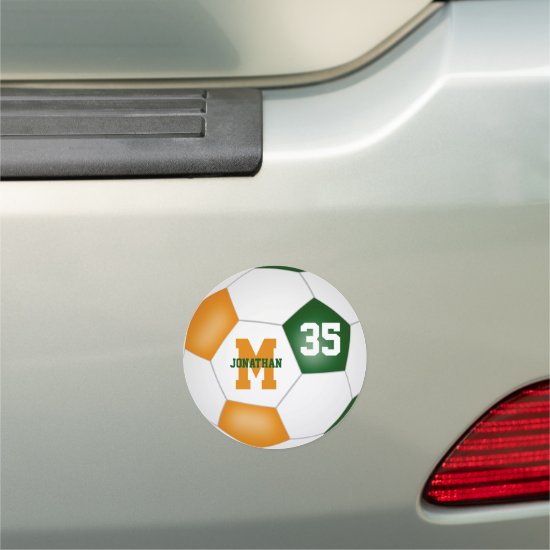 green orange soccer team spirit gifts 5 inch magnet