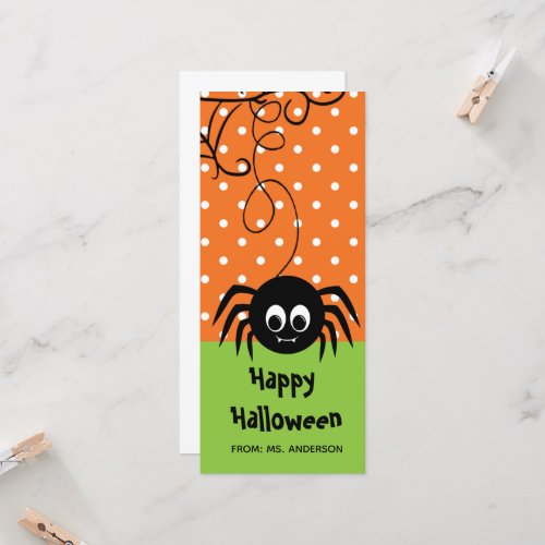 Green Orange Spider Halloween Bookmark