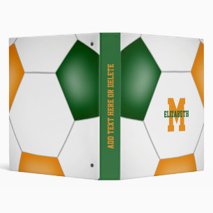 green orange sports team colors soccer 3 ring binder