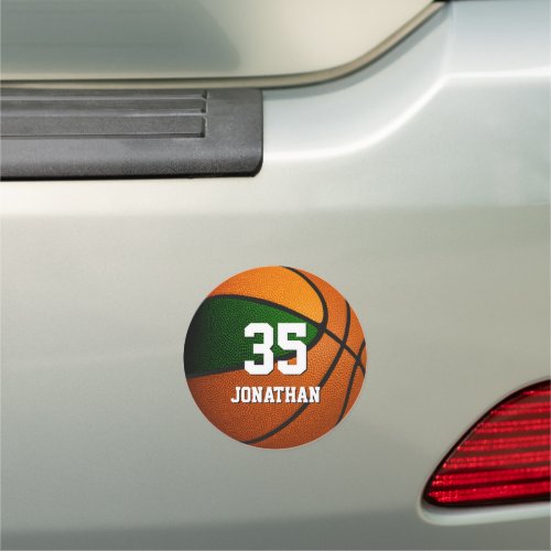 green orange sports team colors spirit basketball car magnet