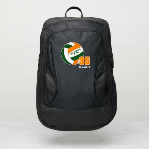 Green orange sports team colors volleyball port authority backpack