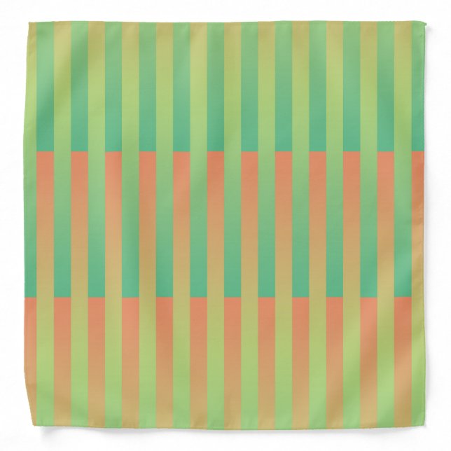 Green Orange Striped Pattern Bandana (Front)