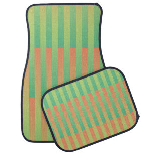 Green Orange Striped Pattern Car Floor Mat