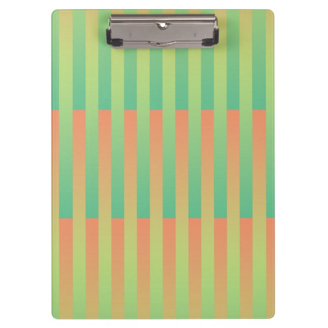 Green Orange Striped Pattern Clipboard (Front)