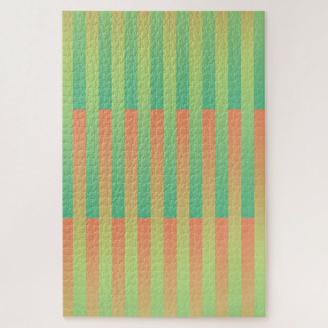 Green Orange Striped Pattern Jigsaw Puzzle (Vertical)