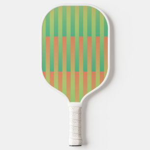 Green Orange Striped Pattern Pickleball Paddle